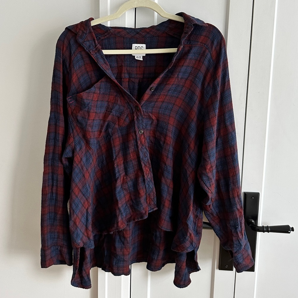 BDG red and navy flannel top